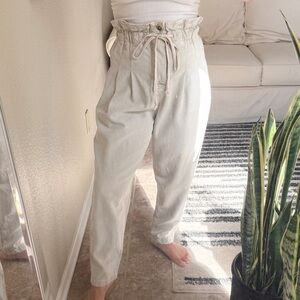 Free People High Waisted Cream Ankle Pants